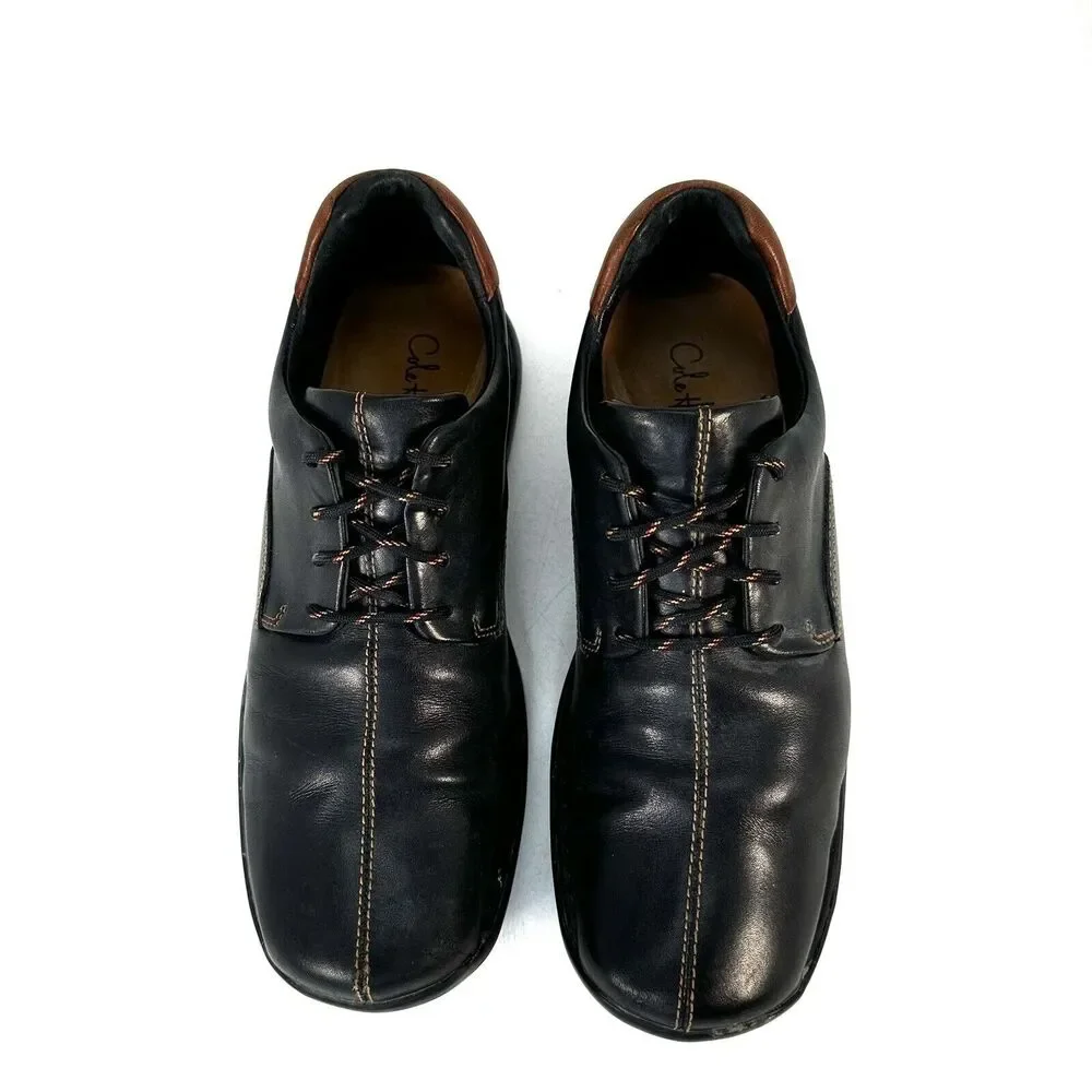 Cole Haan Zeno Oxford Leather Shoes Mens Size 7.5 Black Lace-Up C04073